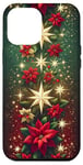 Coque pour iPhone 12 Pro Max Poinsettia Noël Fleur Plante Étoiles Design Festif