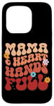 iPhone 15 Pro Mama Heart Hands Full Retro Floral Typography Case