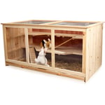 Melko - petit animal cage rongeur villa cage hamster cage souris en bois, 117 x 63 x 58 cm, y compris 2 rampes, 3 étages
