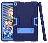 Coque Hybride à Trois Couches pour Samsung Tab A8 10,5 x200/x205 (2021) avec béquille, Durable, résistant aux Chocs (Bleu Marine + Bleu)