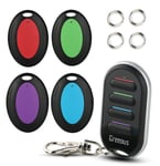 Key finder,Wireless RF item locator,GREEOUS item finder with 1 Remote control,4 Receivers tracker for Remote,Pet,Key,Wallet,Phone,Luggage, 98ft working range