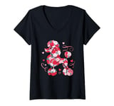 Womens Cute Love Heart Roses Patten Valentines Day Poodle V-Neck T-Shirt