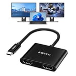 USB C to Dual HDMI Adapter 4K@60hz, Type C to HDMI Splitter Extended Display for MacBook/MacBook Pro Air Dell XPS13/15, Samsung Galaxy S9 [MST Mode (Extended displays) Only for Win OS], Black