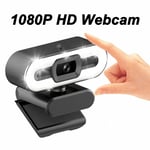 New 1080P HD Webcam With Adjustable Ring Light And Mic Wide Angle Camera USB 2.