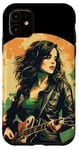 Coque pour iPhone 11 Cool Irish Rock Girl avec guitare électrique pour garçons et filles