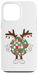 iPhone 13 Pro Max Christmas disco ball with antlers, peace sign, reindeer Case