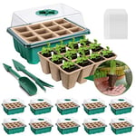 10 Pièces Mini Serre pour Plantes,120 Trous Bac à Semis Biodegradable Pot,Boîte de Culture avec Couvercle et Ventilation Durables,Plateaux de semis Kit de démarrage,Plateau de Semis Hydratant