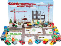Advent Calendar 2022 Kids Mini Construction Trucks, 24 Diecast Cars Countdown Ch