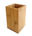 OSCO Bamboo Square Pen Pot | Toothbrush Holder | Toothpaste Container | Bathroom Tidy | H12 x W7.1 x D7.1 cm |