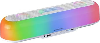 MSB-Orb, Haut-Parleur Portable + Barre de Son 20W, Éclairage Orbilight RGB 360º, Soundbar avec Système Triple Driver, Haut-parleurs Gaming Bluetooth 5.3 / USB/MicroSD/AUX/FM, Blanc