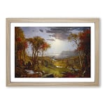 Big Box Art Autumn On The Hudson River by Jasper Francis Cropsey Framed Wall Art Picture Print Ready to Hang, Oak A2 (62 x 45 cm)