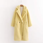 EIJFKNC Hiver Femmes Manteau Jaune Citron Femme Veste Chaude épaisse décontractée, en Tant Que pic, L