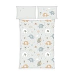 Herding babybest Parure de Lit Éléphants, Taie d'Oreiller 40 x 60 cm avec motif réversible, Housse de Couette 100 x 135 cm, avec Fermeture éclair à manipuler, 100% Coton/Renforcé