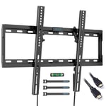 BONTEC Support Mural TV pour Téléviseurs Incurvés/Plats LED LCD OLED Plasma de 37-80 Pouces jusqu'à 55 kg, Support TV Mural inclinable, Max VESA 600x400 mm, Niveau à Bulle et Attaches de Câble Inclus