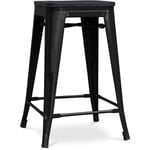 Tabouret de bar - Design industriel - Bois et acier - 61cm - Stylix Noir