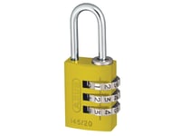  ABUS Mechanical 145/20 20mm Aluminium Combination Padlock Yellow 46572 ABU14520