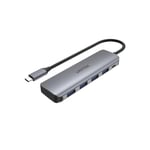 uHUB P5+ Hub USB 4 Ports Powered USB-C H1107A / USB3.1 Gen1 5 Gbps SuperSpeed/Micro USB 12 W/Boîtier Ultra Plat en Aluminium/Couleur : Gris sidéral