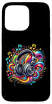 Coque pour iPhone 15 Pro Max Casque hip-hop urbain rétro vintage dj fantaisie graffiti