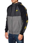 NIKE CJ4415-071 Sportswear Men's Full-Zip Hood Sweatshirt Homme Charcoal Heathr/University Gold Taille L