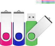 JEVDES 4GB USB Memory Stick 3 Pack USB Stick Flash Drive USB 2.0 Pen Drive Swiv