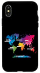 Coque pour iPhone X/XS Carte Colorée Terre Pays Continent Géographie Carte Du Monde