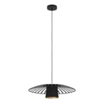 Eglo Suspension luminaire Felixkirk, lustre pour salon et salle à manger, lampe de plafond suspendue en métal noir, douille E27, Ø 57 cm