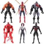 6Pcs Marvel Spider Man Black Red Venom Gwen 7" Action Figure Model Toy Doll Gift