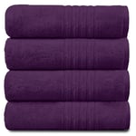 GC GAVENO CAVAILIA Ultra Soft Bath Towels - Egyptian Cotton Bathroom Towel Set - 4 Piece Washable Towels For Spa, Saloon, Purple