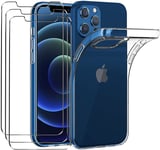 Coque Pour Iphone 13 Mini Silicone Transparente + 2 Verres Trempes Vitre Protection D'ecran