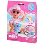 Simba 105560005 New Born Baby Poupées d'été avec Chapeau de Soleil, Lunettes et Tube crème avec Sac Banane Cool Rose