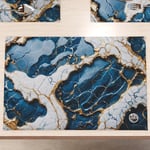 MARBLELIZED - Sets de Table américains lavables en Tissu Effet marbre Bleu, Lot de 2 (30 x 45 cm) - Élégant, idéal pour Le Petit-déjeuner, Le déjeuner et Le dîner, idée Cadeau, 100% fabriqué en