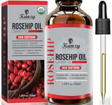 Kanzy Rosehip Oil for Face 50ml Rosehip Oil Organic Cold Pressed Rose Hip Oil for Face 100% Pure Vegan Cruelty Free for Skin, Hair, Nails, and Body for Nourishment, Dryness, Fine lines and Scars