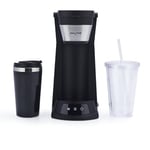 Salter EK6214 2 in 1 Iced Coffee Maker – Cold Brew Espresso Machine, Hot or Cold Function, Includes 420 ml Travel Mug and 440 ml Plastic Cup with Straw, Ground Coffee/Pads, Reusable Mesh Filter, 700W