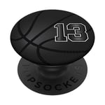 Ballon de basket-ball numéro 13 noir pour joueurs et amateurs de sport PopSockets PopGrip Interchangeable