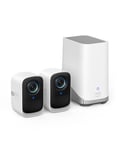 eufy security S300 eufyCam 3C 2-Cam Kit Security Camera Outdoor Wireless, 4K Camera, Expandable Local Storage Up To 16TB, Face Recognition AI, Spotlight, Color Night Vision, No Monthly Fee