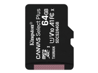 Kingston Canvas Select Plus - Flash-minneskort - 64 GB - A1 / Video Class V10 / UHS Class 1 / Class10 - mikroSDXC UHS-I