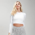 MP Women's Shape Seamless Ultra Long Sleeve Crop Top - White - XXL