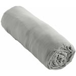 Drap housse Gaze de Coton 140x190 gaia matelas épais Gris Nuage