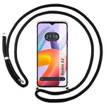 Tumundosmartphone Coque Pendentif Transparent pour Xiaomi Redmi A2 avec Cordon Noir