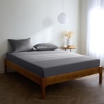 Mellanni Drap Housse 180x200 Bonnet 40 Cm - Doux, Résistant, Anti-Plis, Élastique Tout Autour - (180x200 cm, Gris)