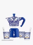 Bialetti Dolce & Gabbana Mediterranean Blue 6 Cup Moka Express Hob Espresso Coffee Maker Gift Set