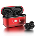 Umi W5s-ecouteurs-Bluetooth 5.2-sans-Fil - Écouteur Intra Auriculaires sans Fil - IPX7 True Wireless Casques avec boîtier de Charge Intelligent métal pour iPhone(Rouge)