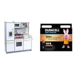 KidKraftCuisineEnfantenBoisUptownEliteBlancincluantAccessoires,DinetteavecLumièresEtSons,Jeud'imitation,JouetEnfantdès3Ans,53437ExclusivitésurAmazon + Piles AAA Duracell Optimum (lot de 8) - Piles Alc