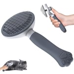 Zivacate Brosse Chat Brosse Chien[Prise Ergonomique & Nettoyage en Un clic & Patented Design] Outil pour Chiens/Chats/Lapins à Poil Court et Long, Chien Accessoires(Dunkelgrau)