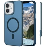 SouliGo iPhone 11 Case iPhone 11 Phone Cases Compatible with MagSafe and Magnetic Car Mount Slim Translucent Matte Shockproof Hard PC Cover & Soft TPU Bumper with Lanyard - Blue