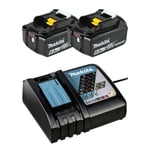 MAKITA MACHINES Pack Énergie 2 batteries 6,0 Ah BL1860B + 1 chargeur rapide DC18RC - en carton