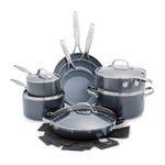 GreenPan Valencia Pro Céramique Anodisée Saine Antiadhésive Batterie de Cuisine de 16 Poêles,Fête des Mères,Sans PFAS,Inclus Poêles à frire,Sauteuses,Casseroles,Induction,Lave-vaisselle,Four,Gris