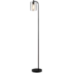 Lampadaire sur pied lampadaire style industriel avec abat-jour en verre suspendu avec interrupteur au pied noir