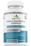 Triple Magnesium Complex - Magnesium Glycinate, Malate, Taurate, Vitamin B6 Blend - 375mg Elemental Magnesium, 120 Capsules, 40 Servings, Vegan, UK Made by Supplement Tree