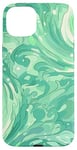 iPhone 15 Plus Swirl Green Color Illustration Pattern Abstract Art Case